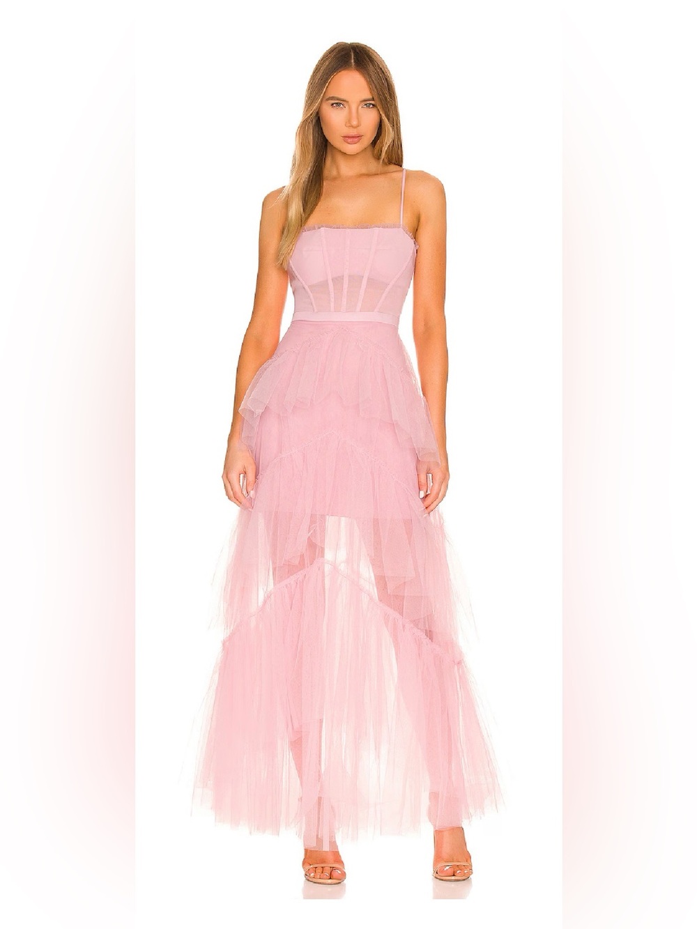 BCBGMAXAZRIA - Corset Tulle Gown in Pink Tint - Picture 1 of 13